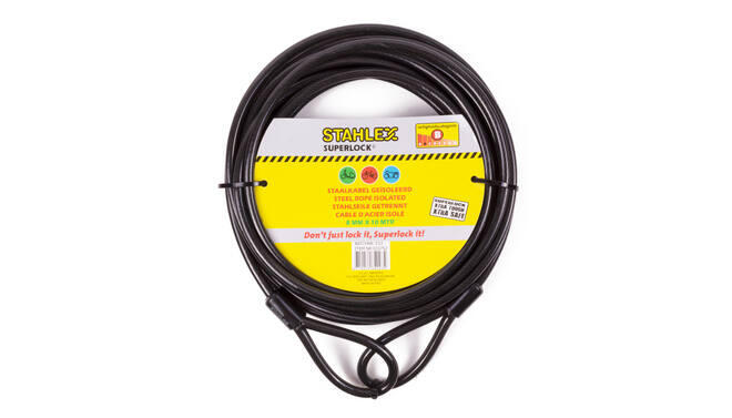 Lucchetto per bicicletta con cavo in acciaio ad anello 8 mm x 10 metri 5/5