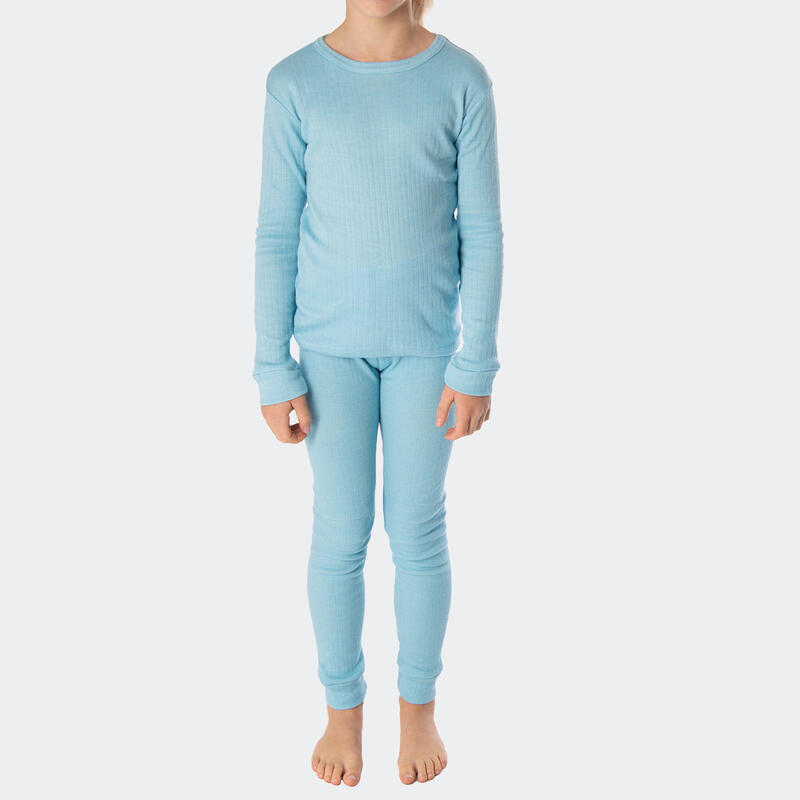 Conjunto de 2 calças térmicas crianças | camisa + calças | cinzento/azul claro