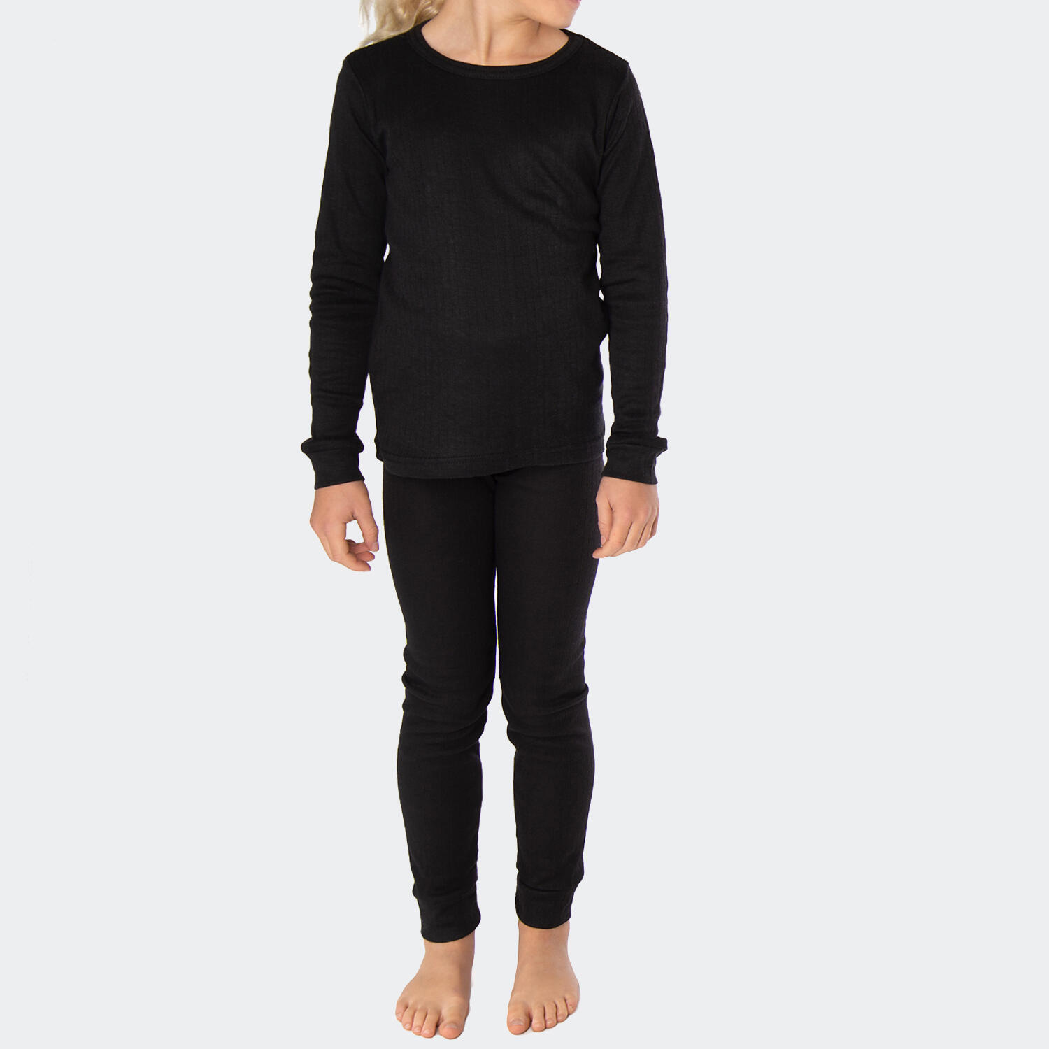 Thermounterwäsche Kinder 2er Set | Hemd + Hose | Innenfleece | Schwarz 2/7