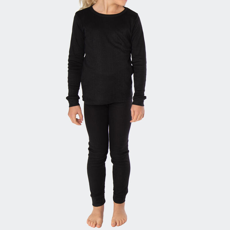 Ropa interior térmica | Niños | Camiseta + pantalón | 2 sets | Negro