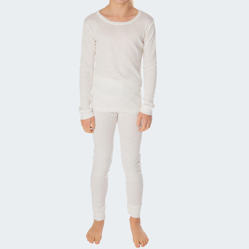 Lenjerie termică copii set de 2 | cămașă + pantaloni | interior fleece | Crem