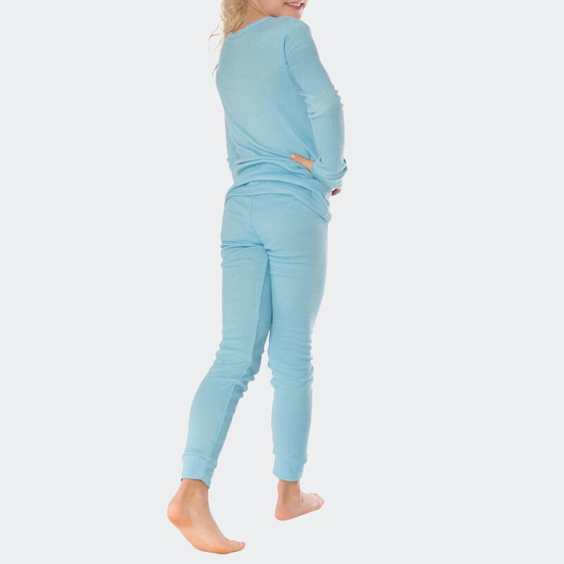 Thermisch kinderondergoed set van 2 | shirt + broek | Grijs/lichtblauw