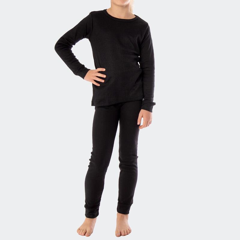 Ropa interior térmica set | Niños | Camiseta + pantalón | Forro polar | Negro