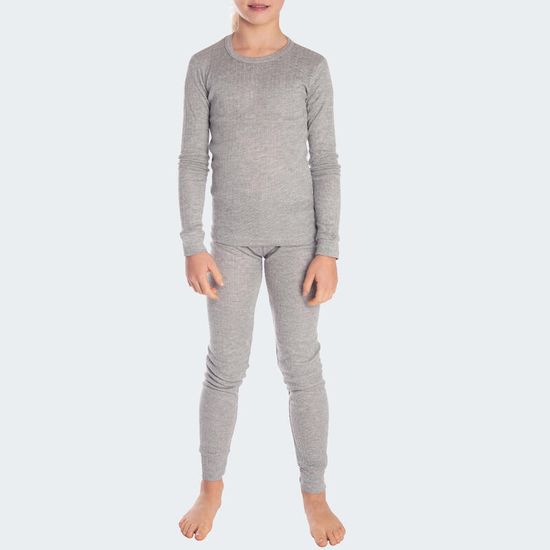 Set 2 sous-vêtements thermiques | T-shirt + pantalon | Enfant | Gris/Bleu clair