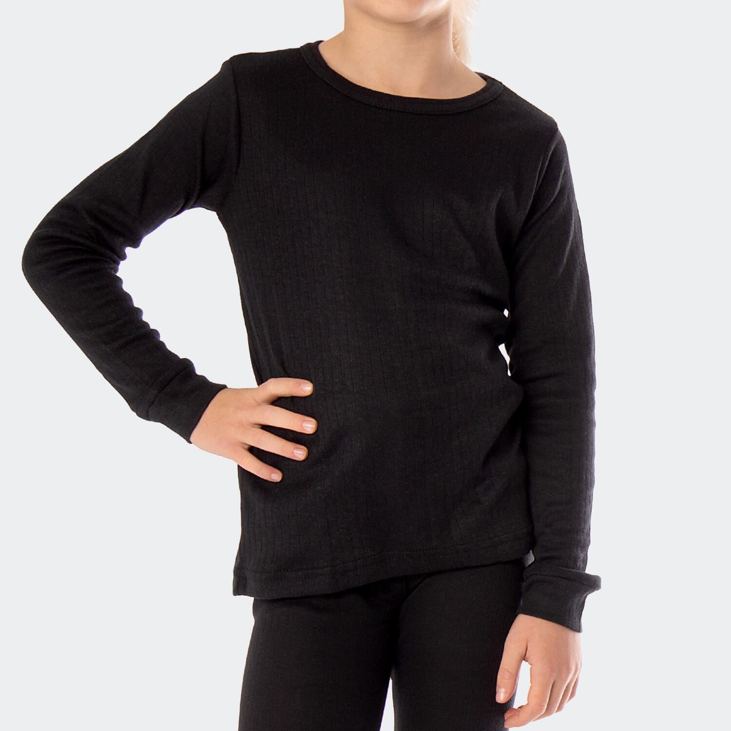 Thermoshirt voor kinderen | Sportonderhemd | Binnenkant fleece | Zwart 4/7