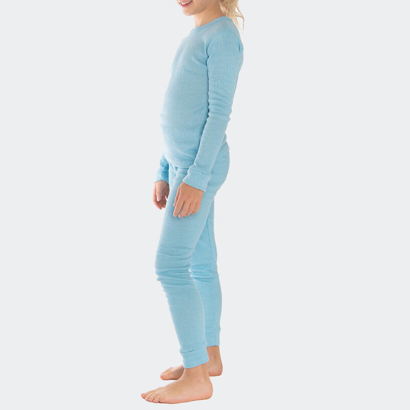 3 calças térmicas para crianças | camisa + calças | Azul claro