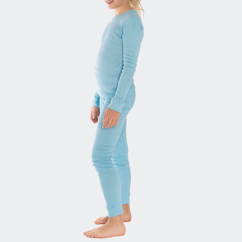 Thermounterwäsche Kinder Set | Unterhemd + Unterhose | Innenfleece | Hellblau