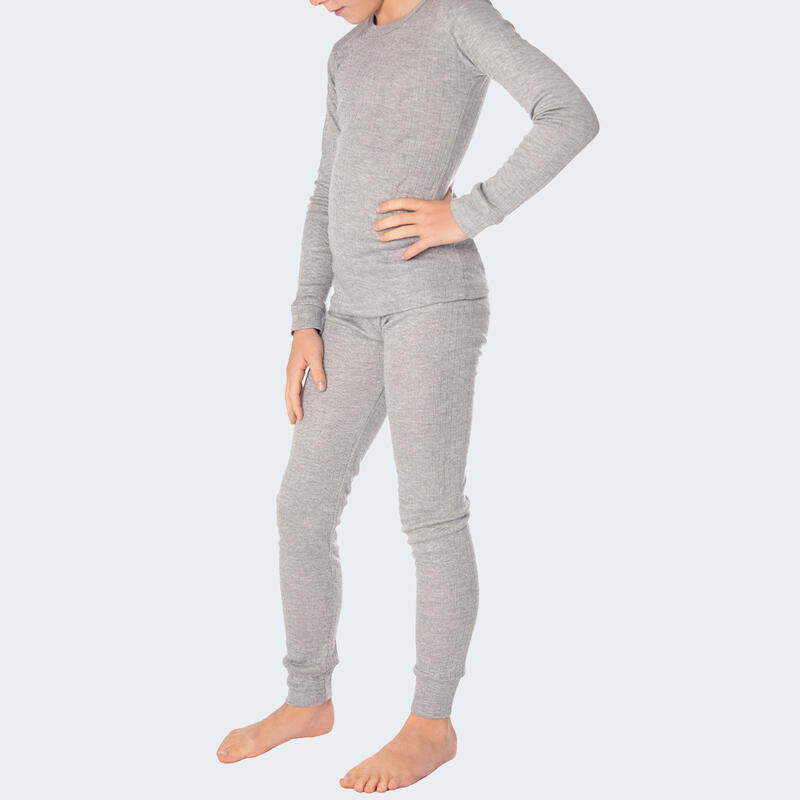 Set de lenjerie de corp termică copii | Tricou de corp + pantaloni | Gri