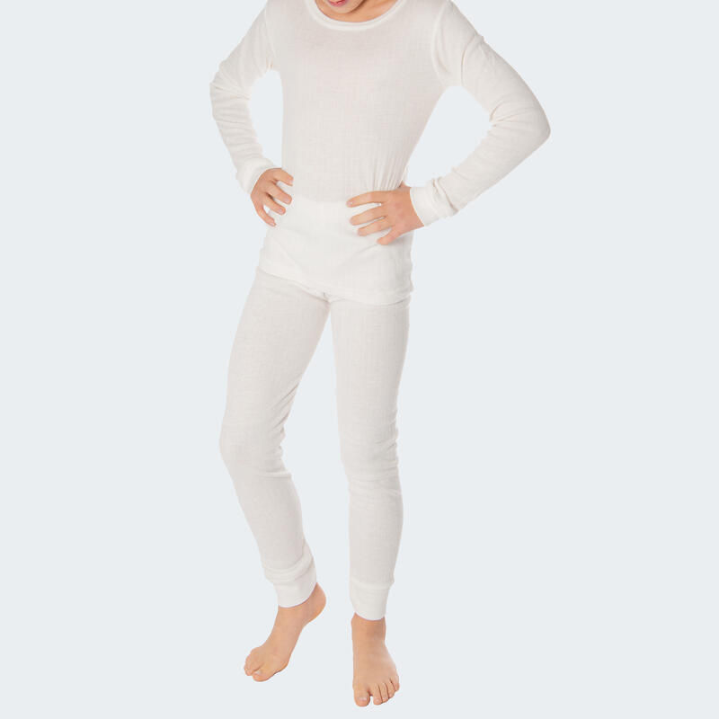 Thermounterwäsche Kinder Set | Unterhemd + Unterhose | Innenfleece | Creme