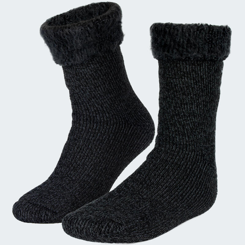 Meias térmicas 'fleecy' para mulher | meias confortáveis | 2 pares | antracite