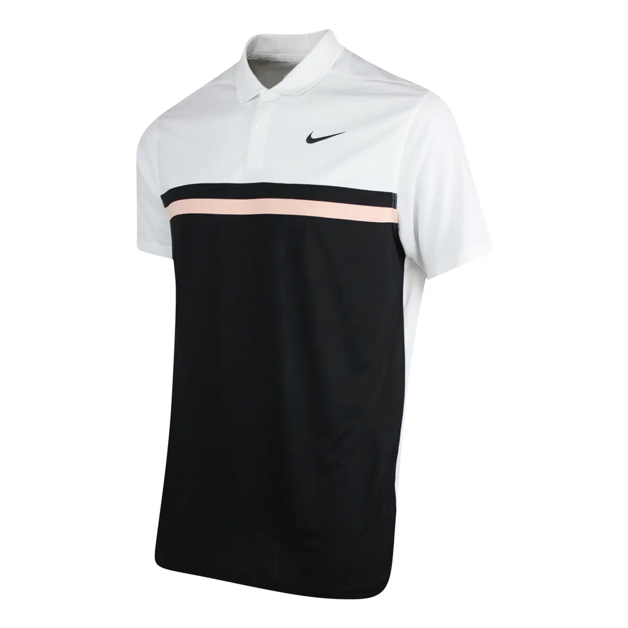 Mens Victory Colour Block DriFIT Polo Shirt (White/Black/Artic Orange) 3/4