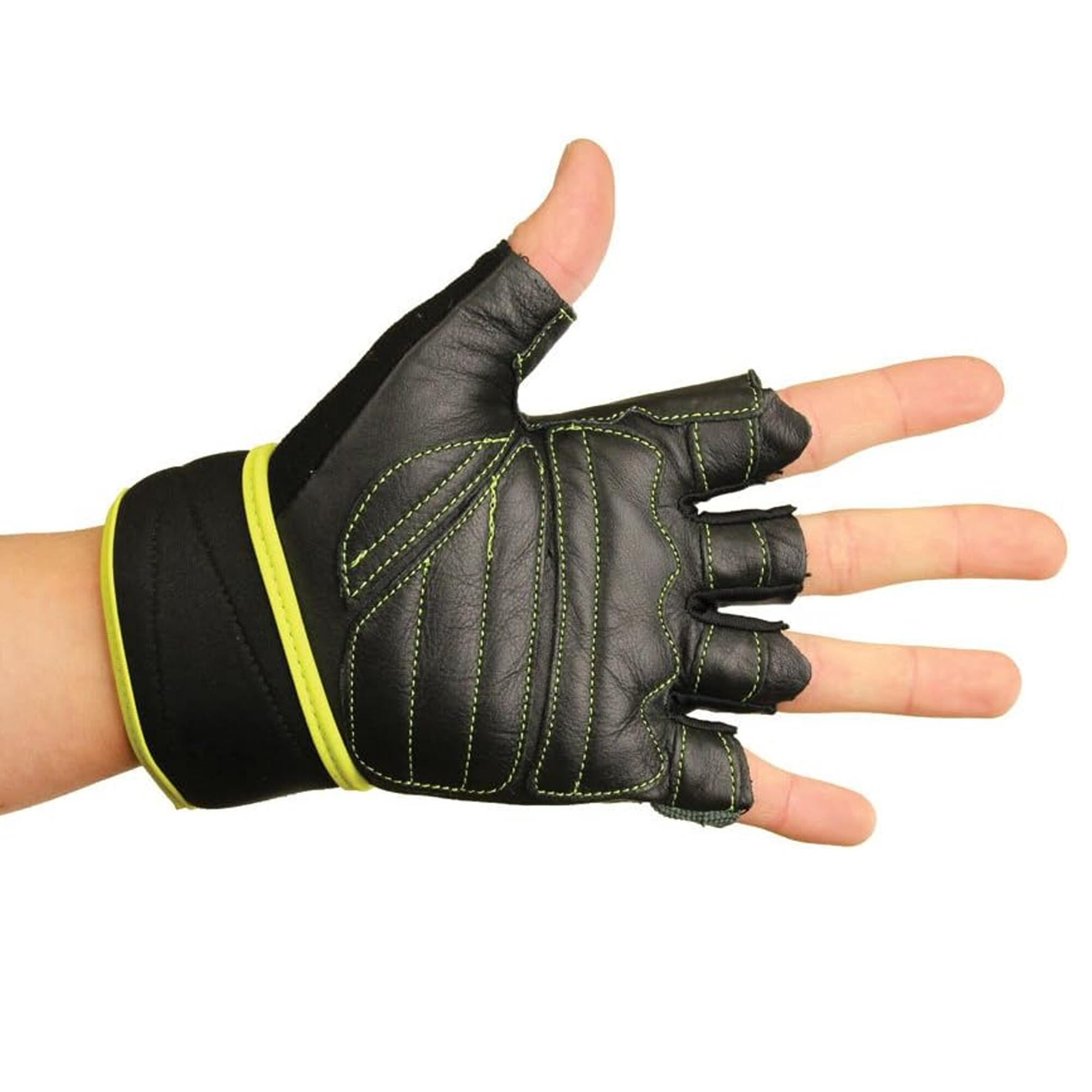Leather Training Gloves (Green/Black/Yellow) 3/3