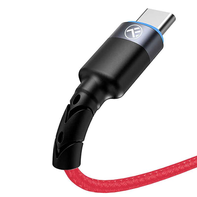 Cablu Tellur USB to Tip-C cu LED, 3A, 1.2m, nailon, rosu