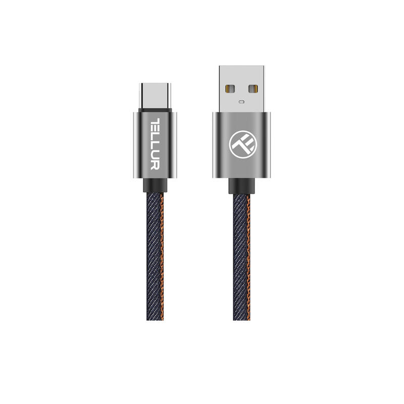 Cablu Denim Tellur USB to Tip-C, 1m, albastru