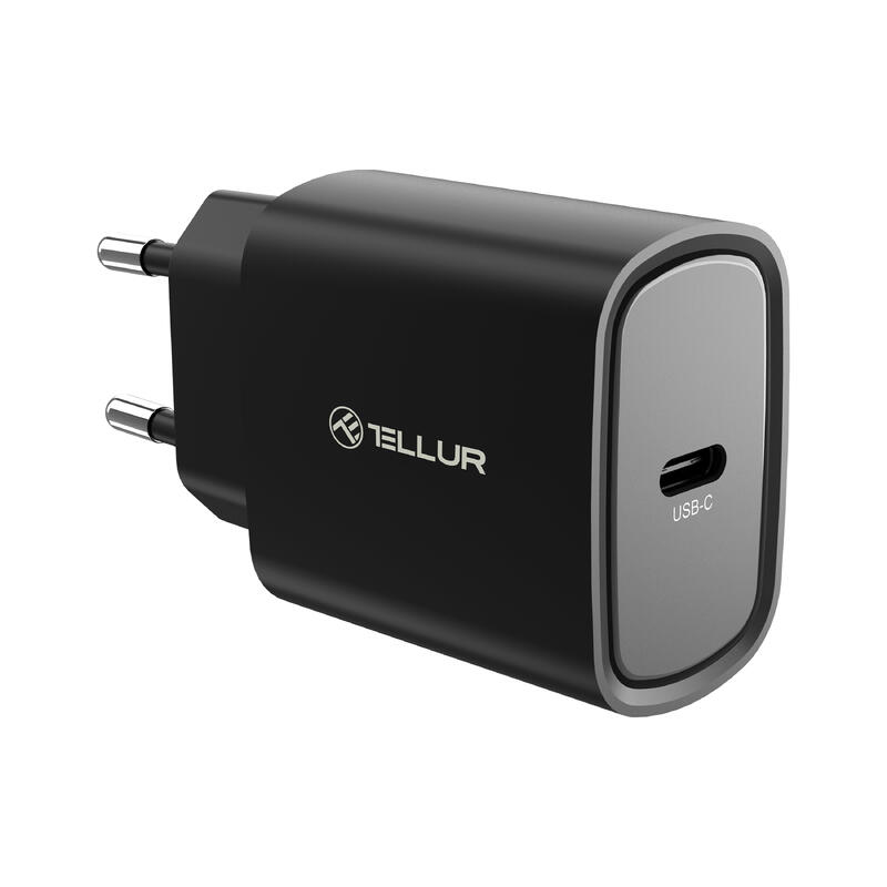 Incarcator priza ultra rapid Tellur 20W PD, USB-C, negru