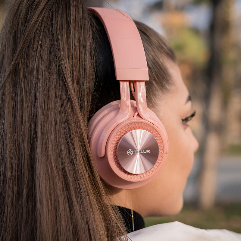 Casti Over-Ear Bluetooth Tellur Feel, roz