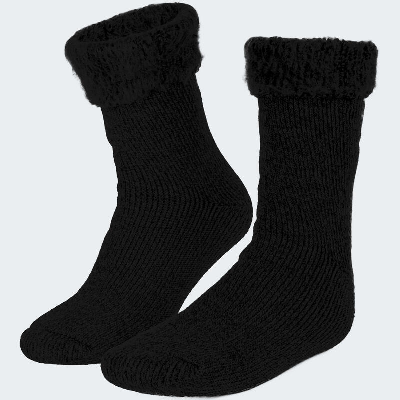 Heren thermosokken 'fleecy' | cosy socks | 2 paar | one size | zwart