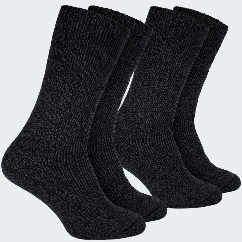 Meias térmicas 'fleecy' para mulher | meias confortáveis | 2 pares | antracite