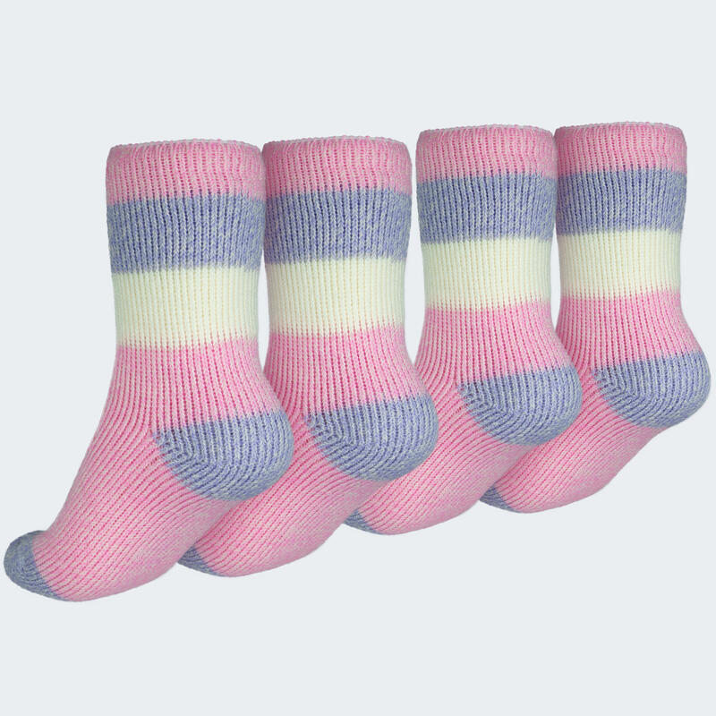 Chaussettes thermiques 'fleecy' | 2 paires | Enfant | Rose