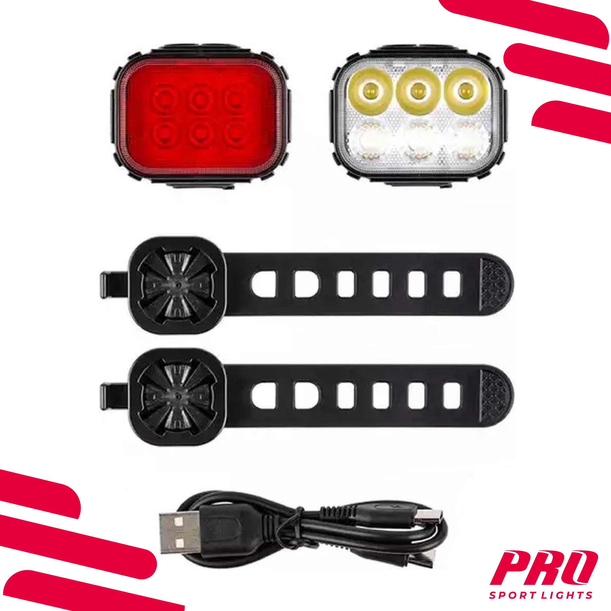 Fietsverlichtingsset 350 en 50 Lumen LED Koplamp en Achterlicht 6/8