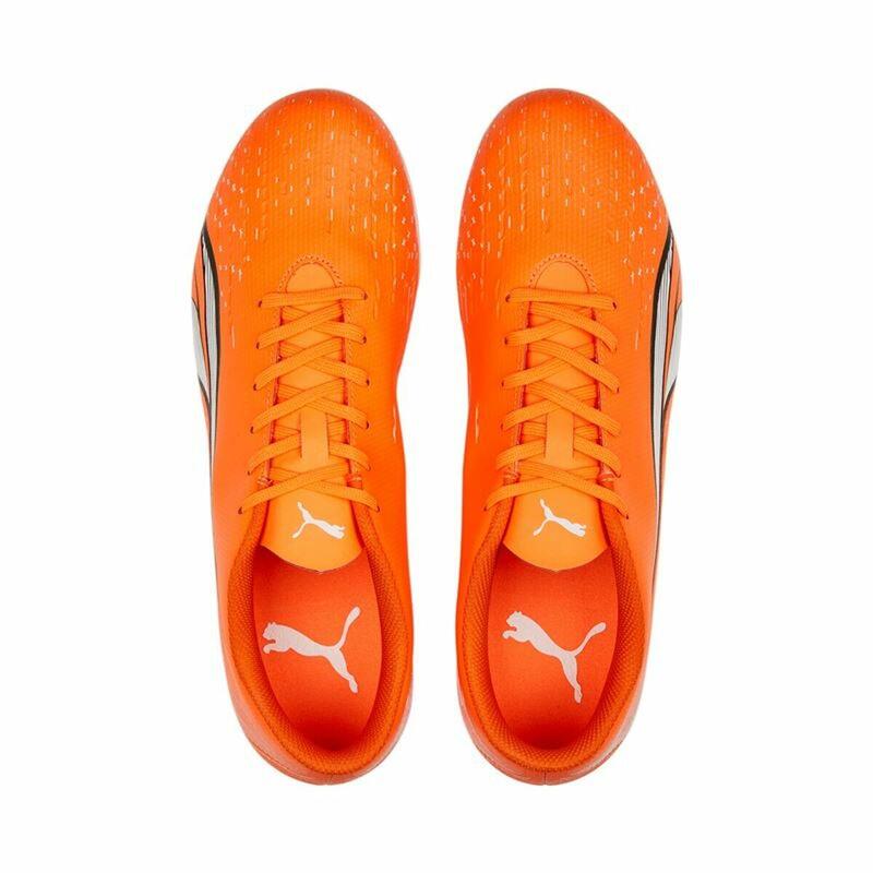 BOTAS DE FÚTBOL PUMA ULTRA PLAY MG PARA HOMBRE. Naranja-Blanco.