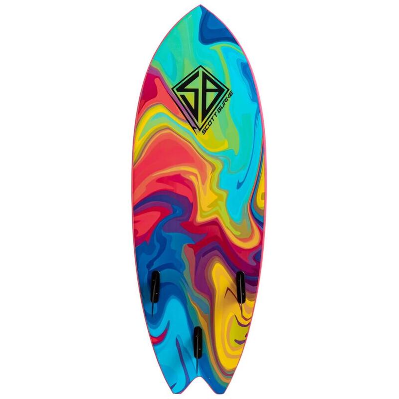 CBC - Tabla de surf de espuma - Softboard - 5'2 Baja Fish - Rosa / Arco iris