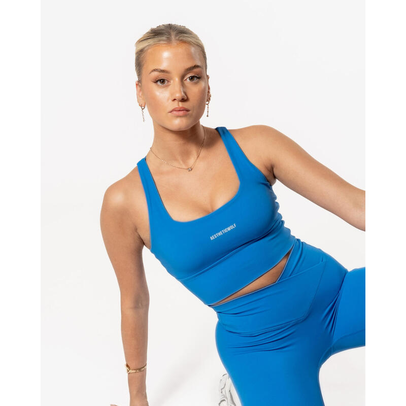 Fitness Sportbeha met Gekruiste Rug/Cross Back Bra Blauw