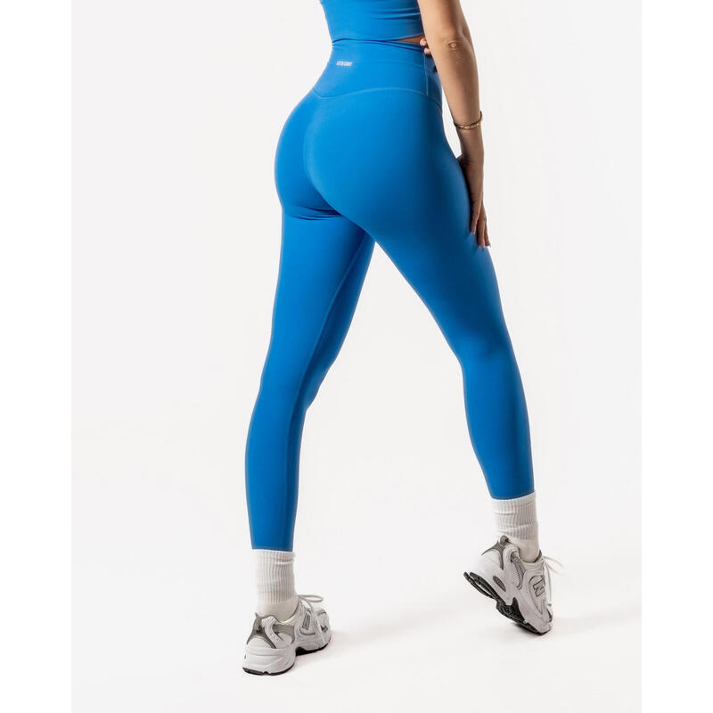 Leggings Fitness V Crossover Cintura Alta Mulher Azul Brilhante