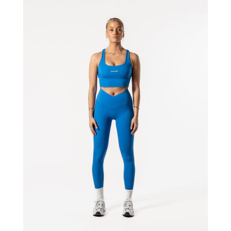 V Crossover Fitness Legging Hoge Taille voor Dames Blauw