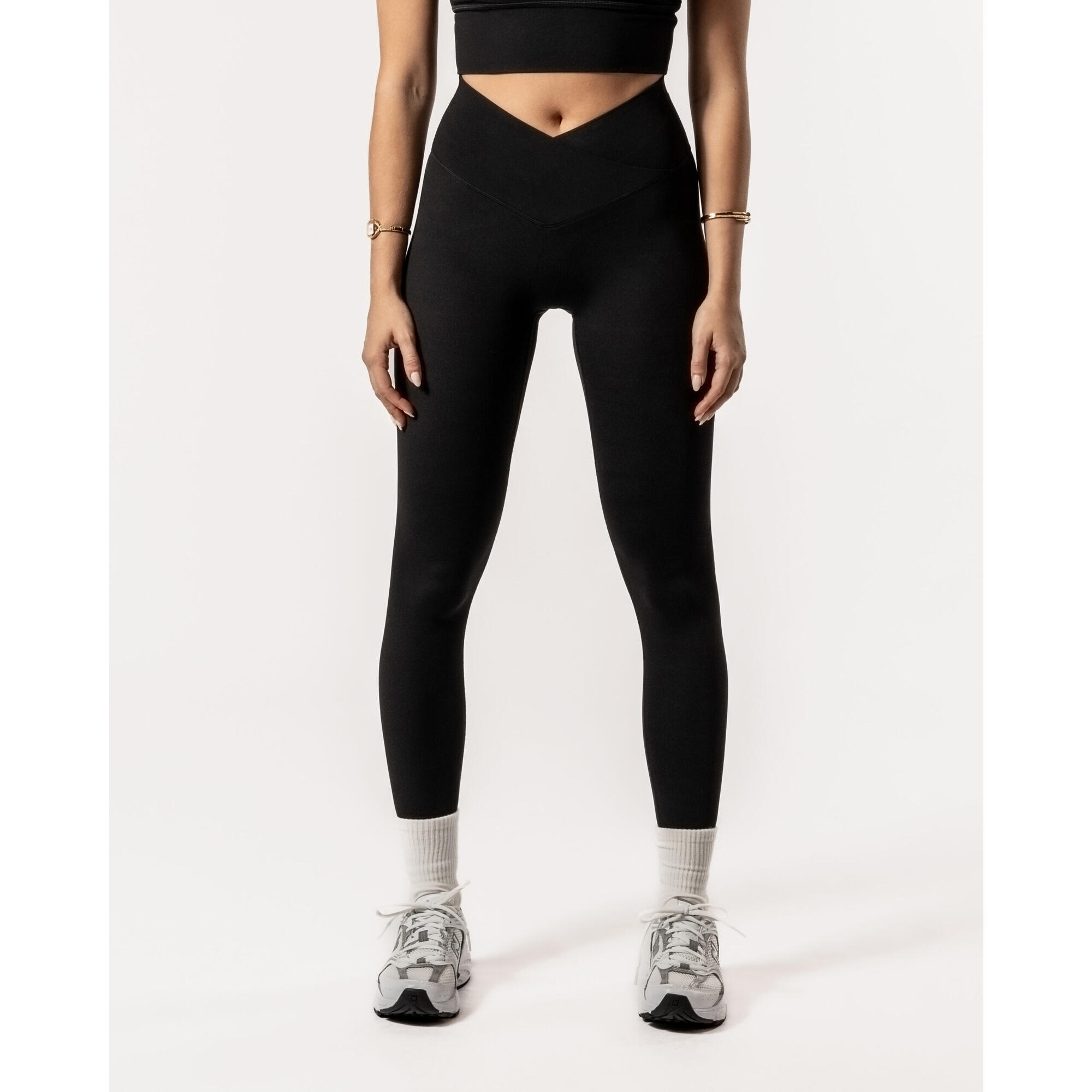 Aesthetic Wolf - Legging Femme Taille Haute Croisée Sans Poches Pour Le Fitness Noir - Legging - Noir - 40 M - Decathlon