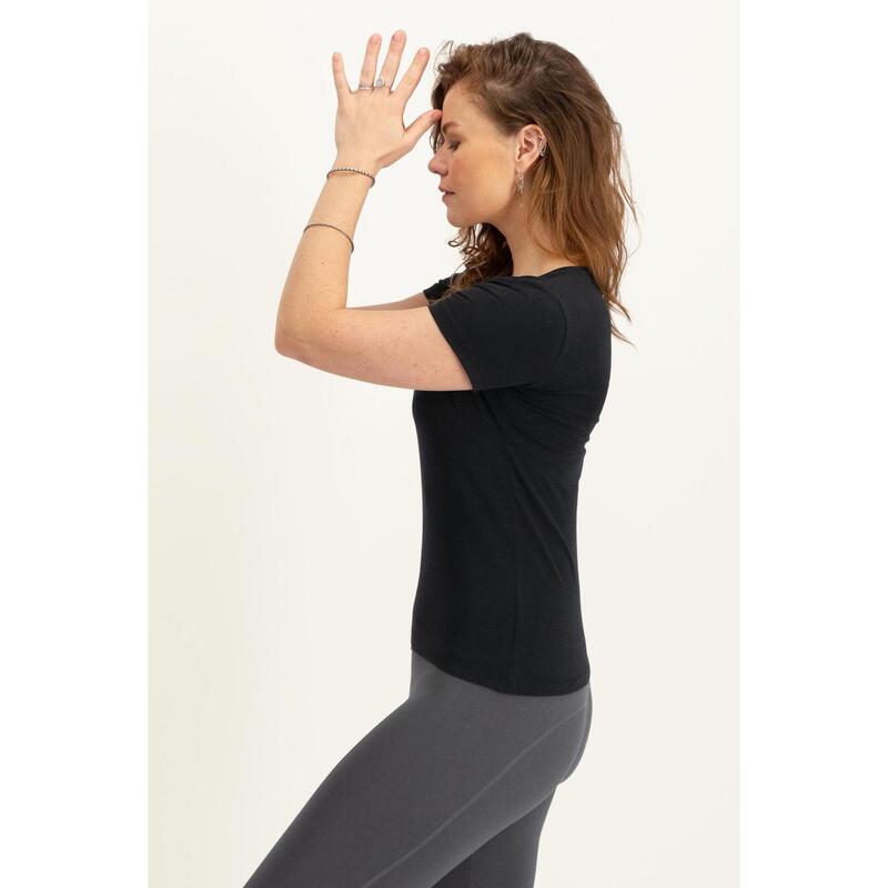 T-shirt de yoga Luna phase de lune - Noir