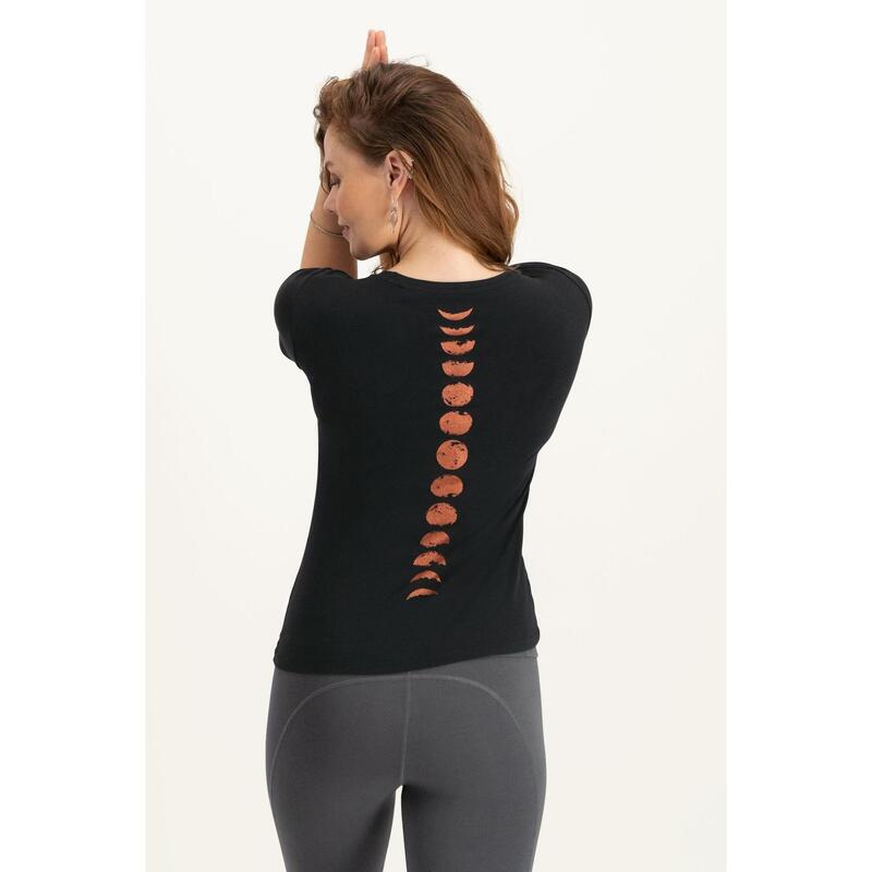 T-shirt de yoga Luna phase de lune - Noir