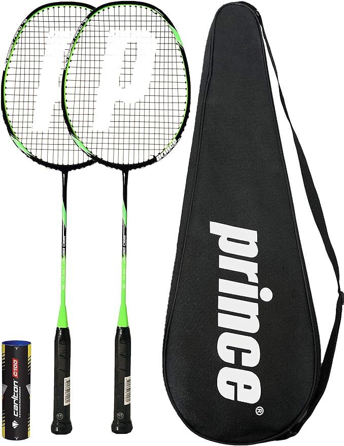 Prince Pro Beast Nano 75 Graphite Badminton Racket Twin Set, Covers & Shuttles 1/3