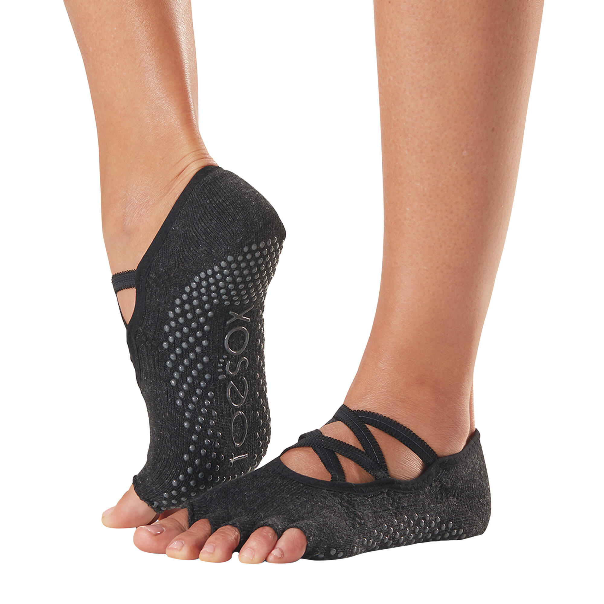 Womens/Ladies Elle Merci Gripped Half Toe Socks (Grey) 3/3