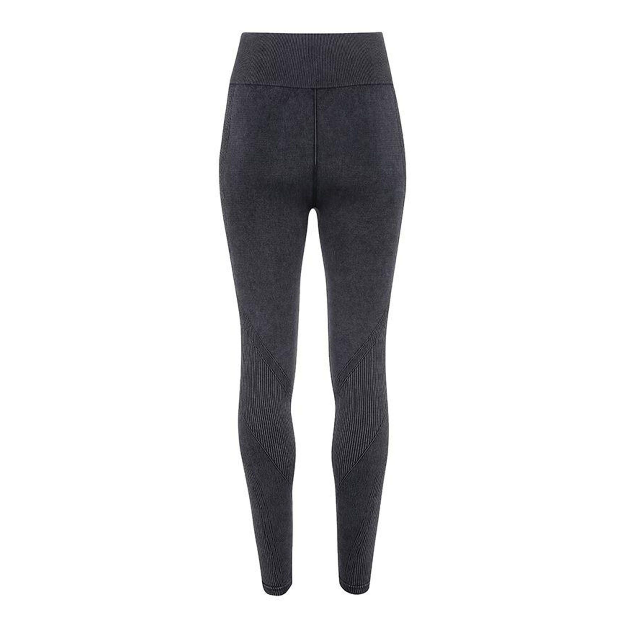 Sportleggings, 3DPassform, DenimLook, nahtlos Damen Schwarz/Denim 2/3