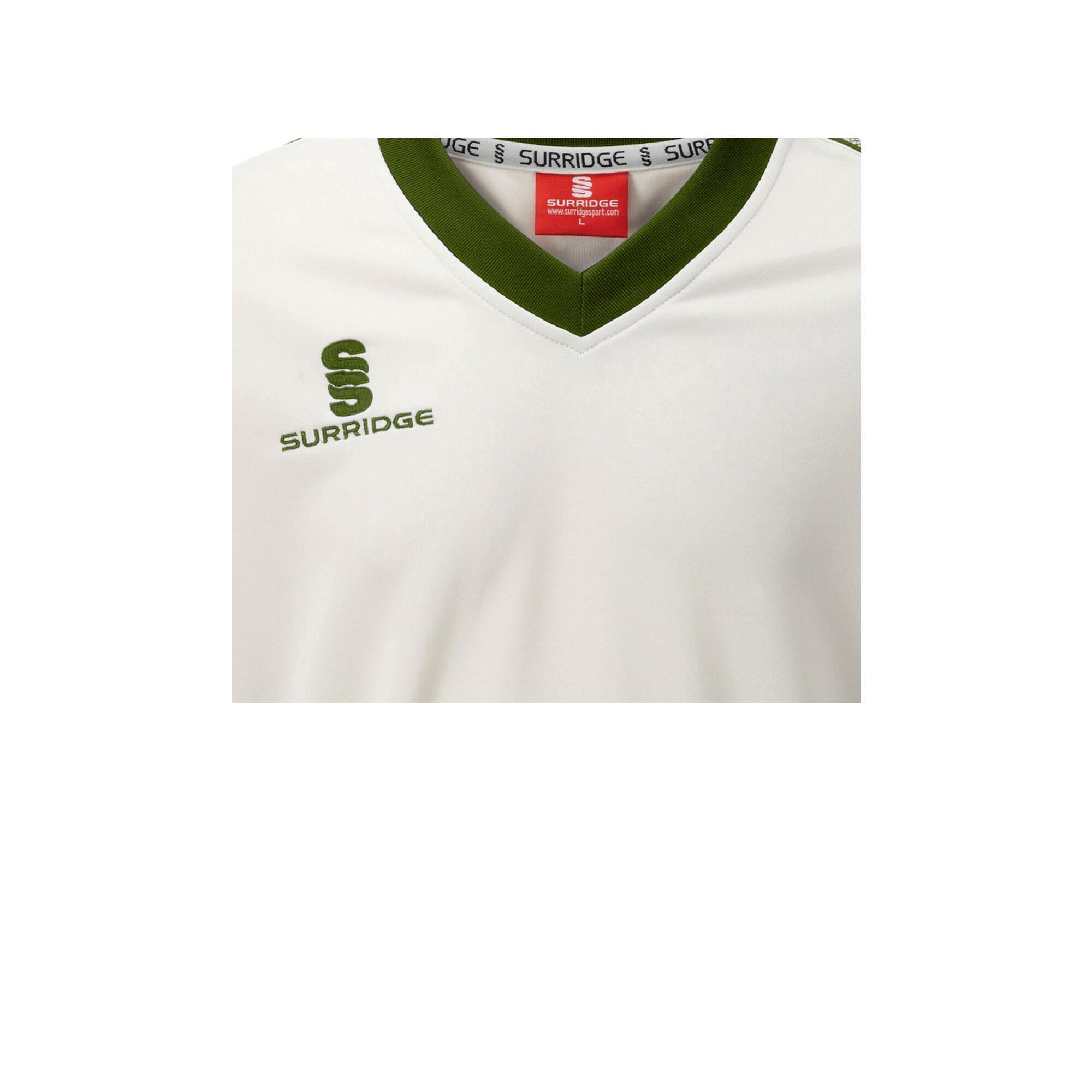 Mens Fleece Lined Sweater / Sports / Cricket (White/ Green trim) 2/3