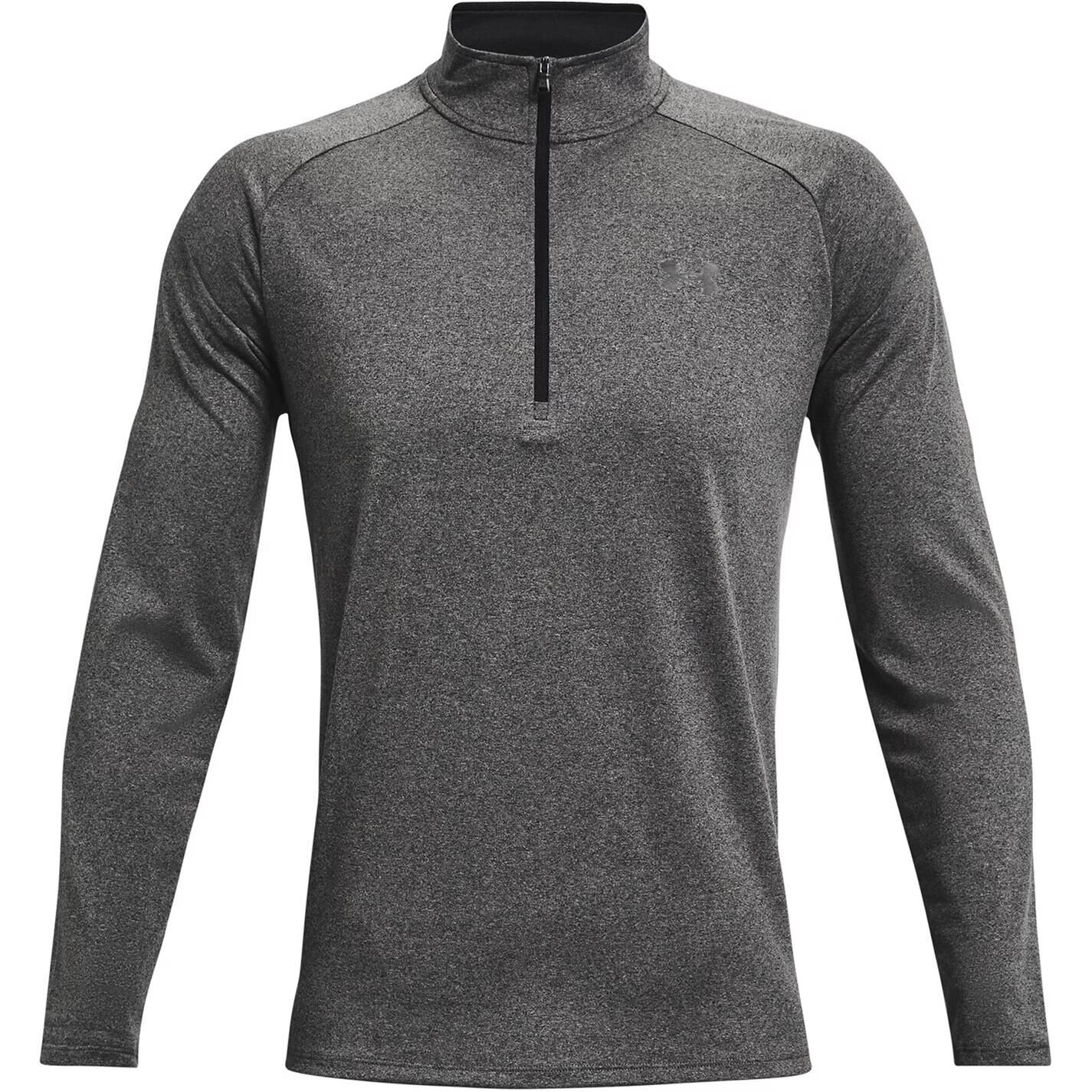 UNDER ARMOUR Mens Tech Half Zip Top (Carbon Heather/Black)