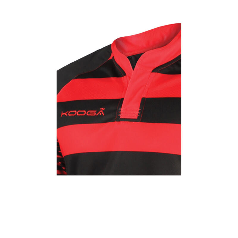 Junior Rugby Match Shirt Touchline Hooped Jungen Schwarz/Rot
