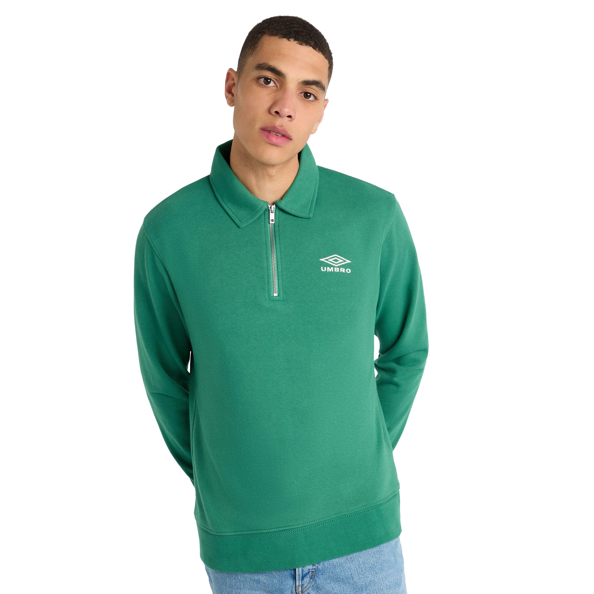 Men's sweatshirt polo (Fir / Beige)