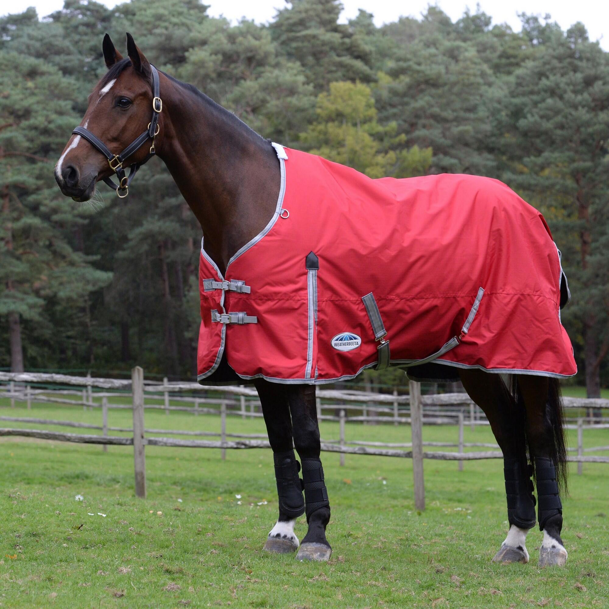 Comfitec Classic StandardNeck Lite 100g Horse Rug (Red/Silver/Navy) 3/4