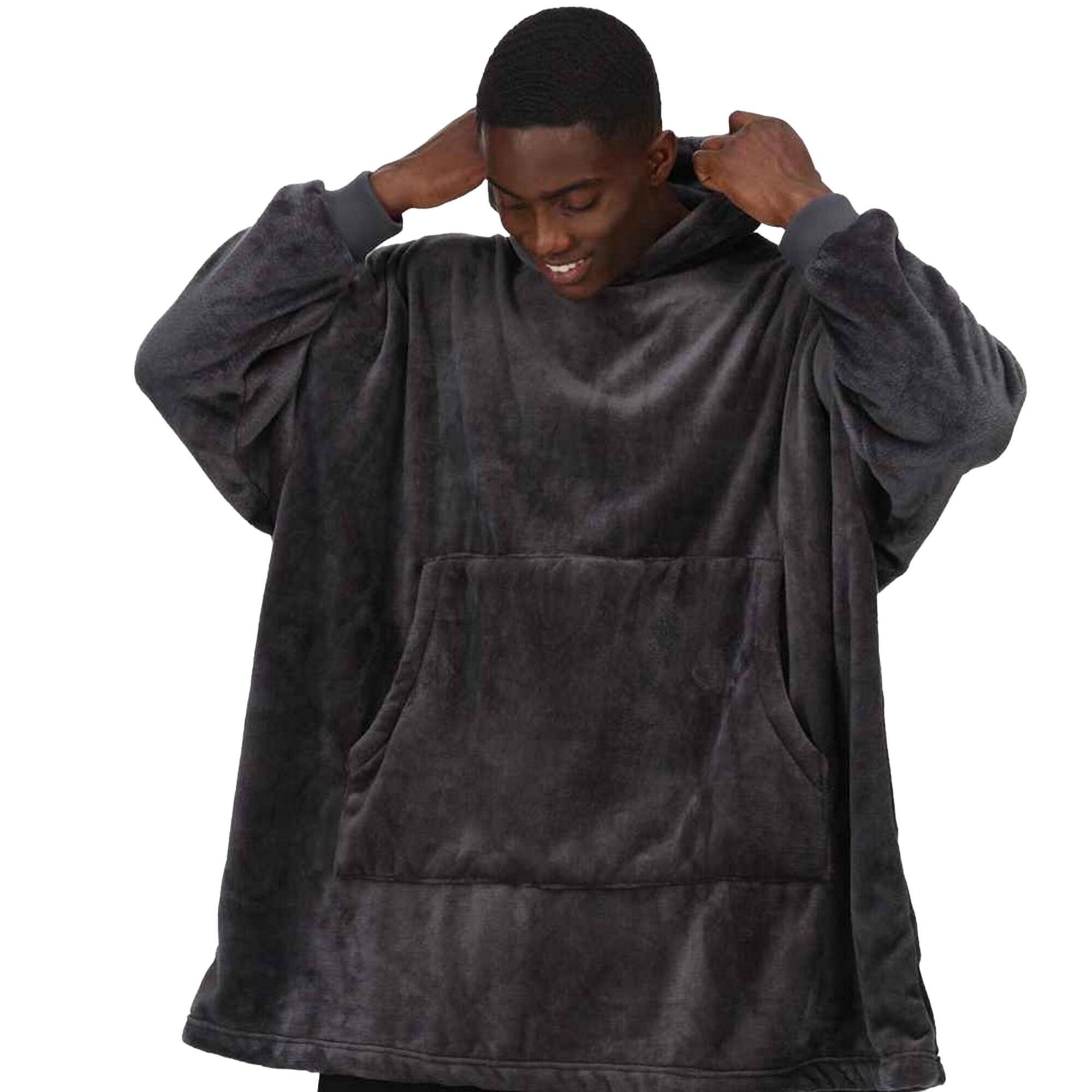 Unisex Adult Snuggler Fleece Oversized Hoodie (Seal Grey) 3/4