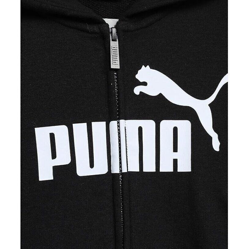 Felpa con cappuccio, zip integrale e logo grande Essentials Youth PUMA Black 3/5