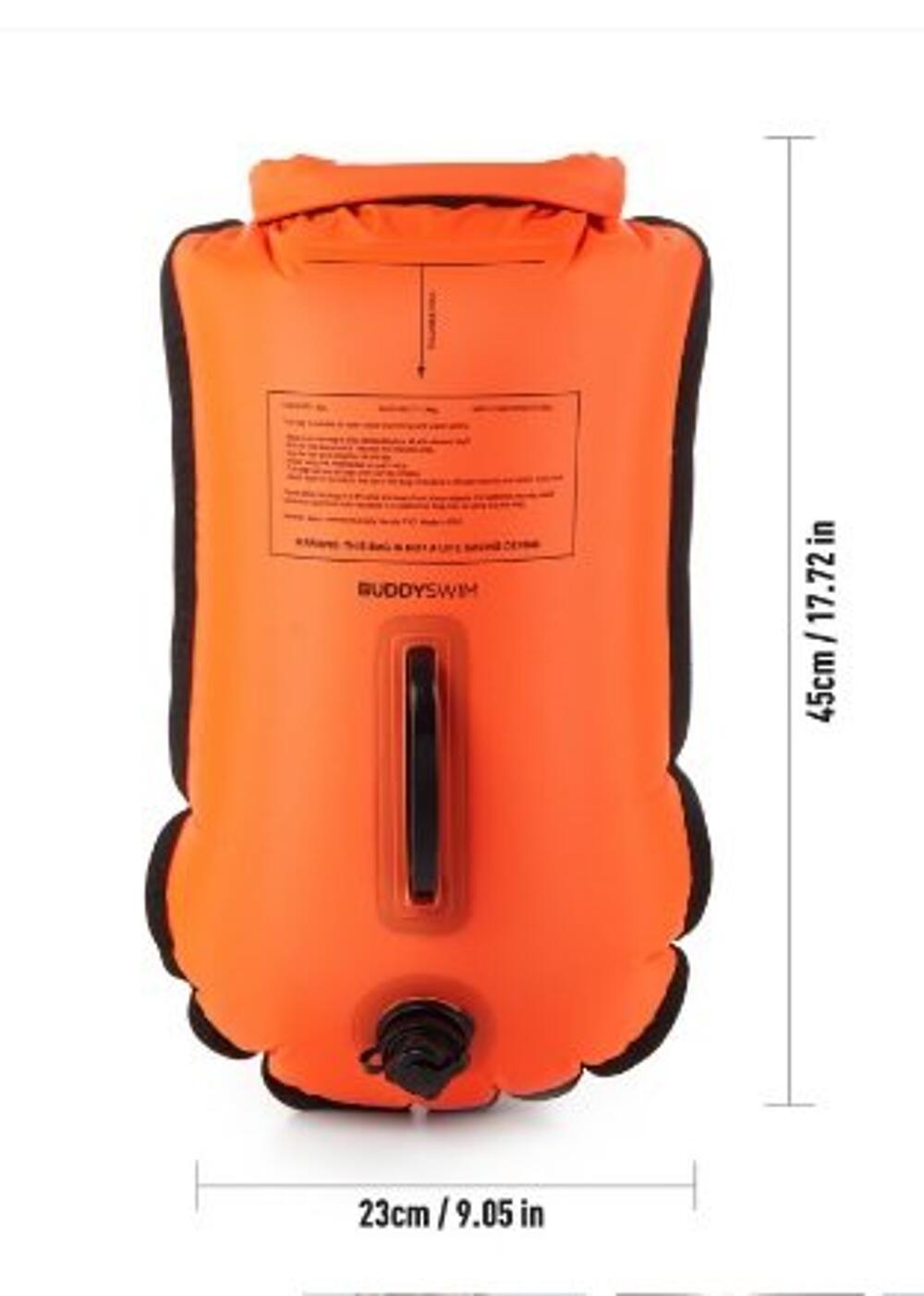 Bóia de segurança de águas abertas LLS 20L laranja Triatlo Laranja BUDDY SPORT 3/3