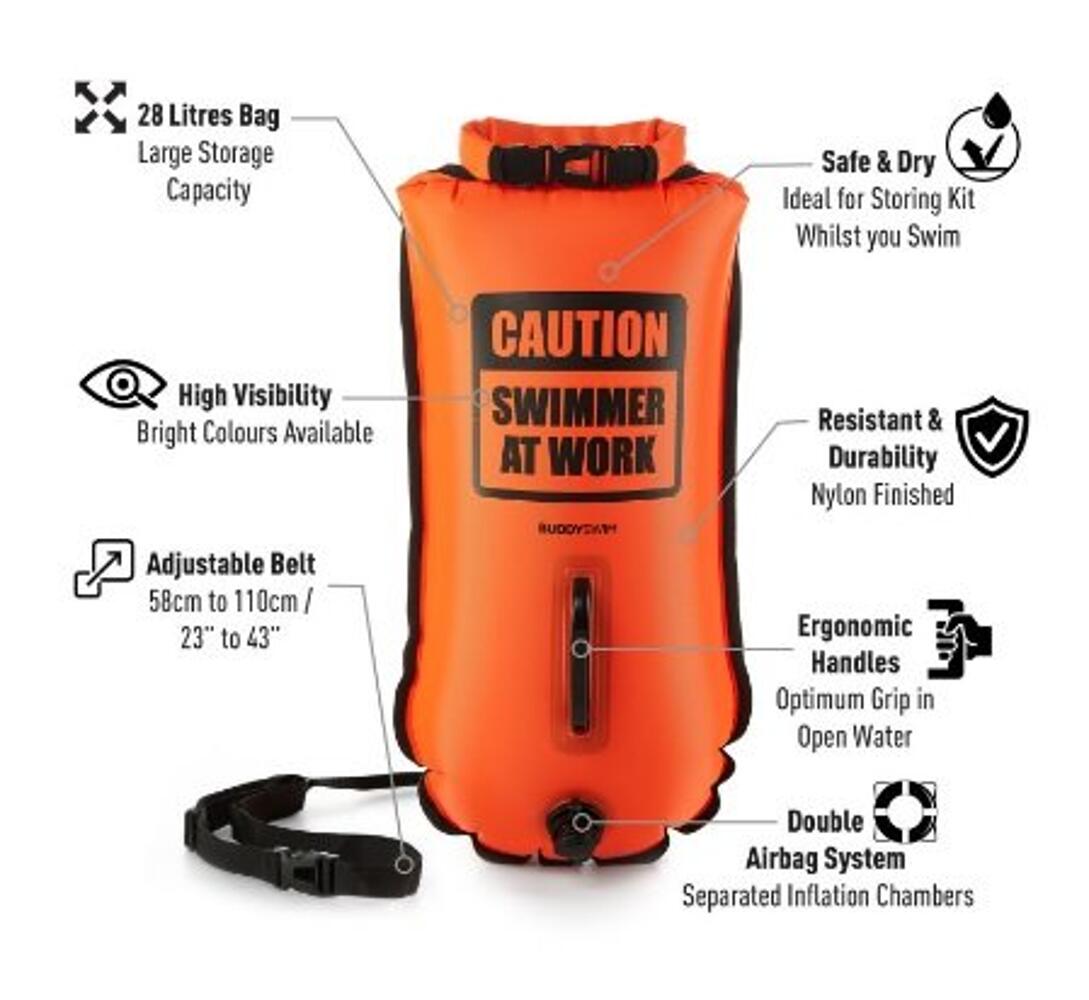Bóia de segurança de águas abertas CSW 28L Triatlo Laranja BUDDY SPORT 3/3