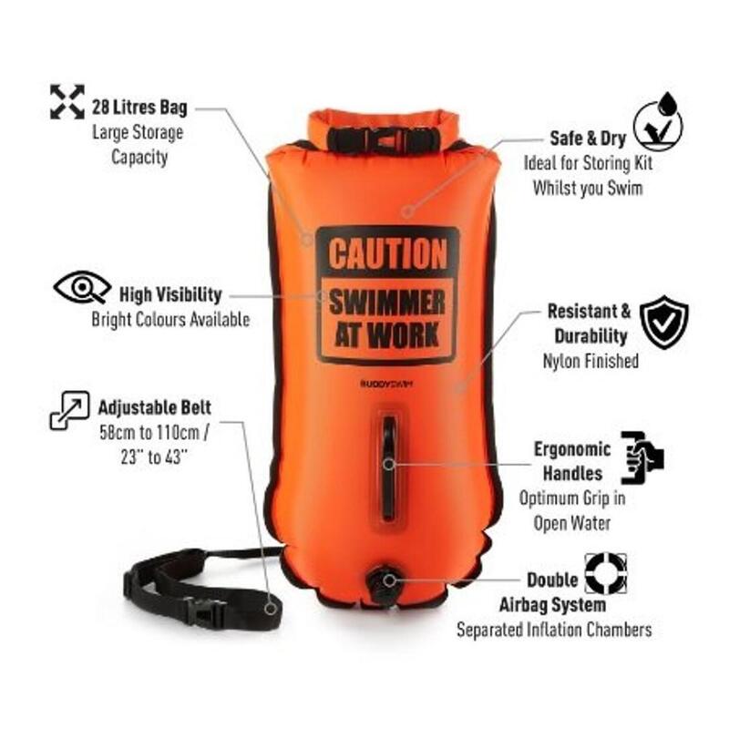 Bóia de segurança de águas abertas CSW 28L Triatlo Laranja BUDDY SPORT