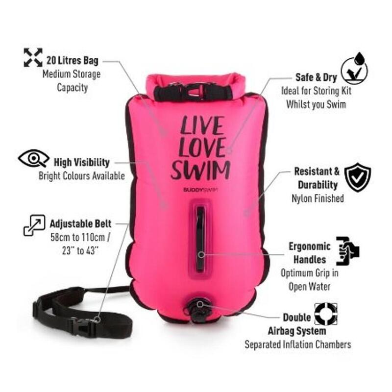 Bóia de segurança de água aberta LLS 20L rosa natação Pink BUDDY SPORT