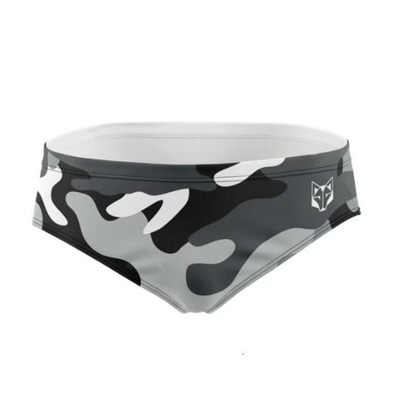 Bañador slip hombre Camo Gris natación Hombre Gris OTSO