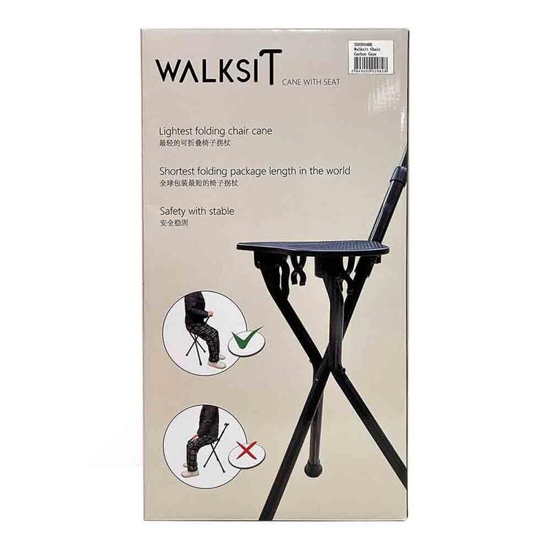 Walksit Chair Carbon Crane 碳纖維摺疊椅子拐杖 - 黑色