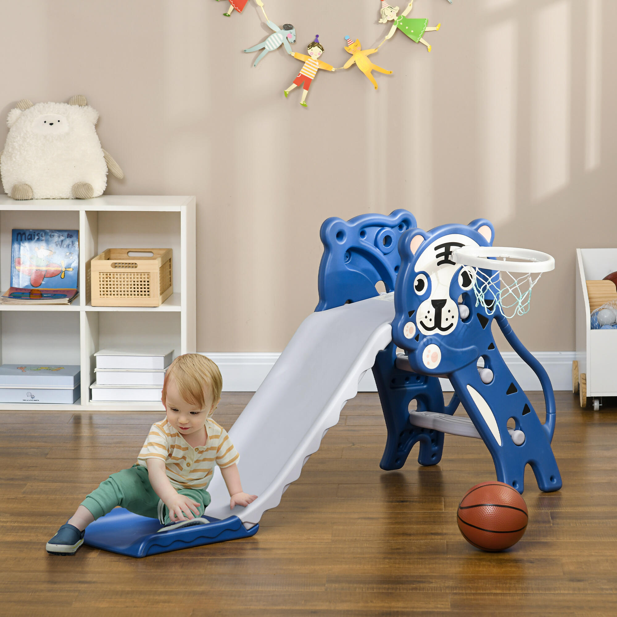 AIYAPLAY Scivolo per Bambini 18-36 Mesi con Canestro Basket Laterale 2/8