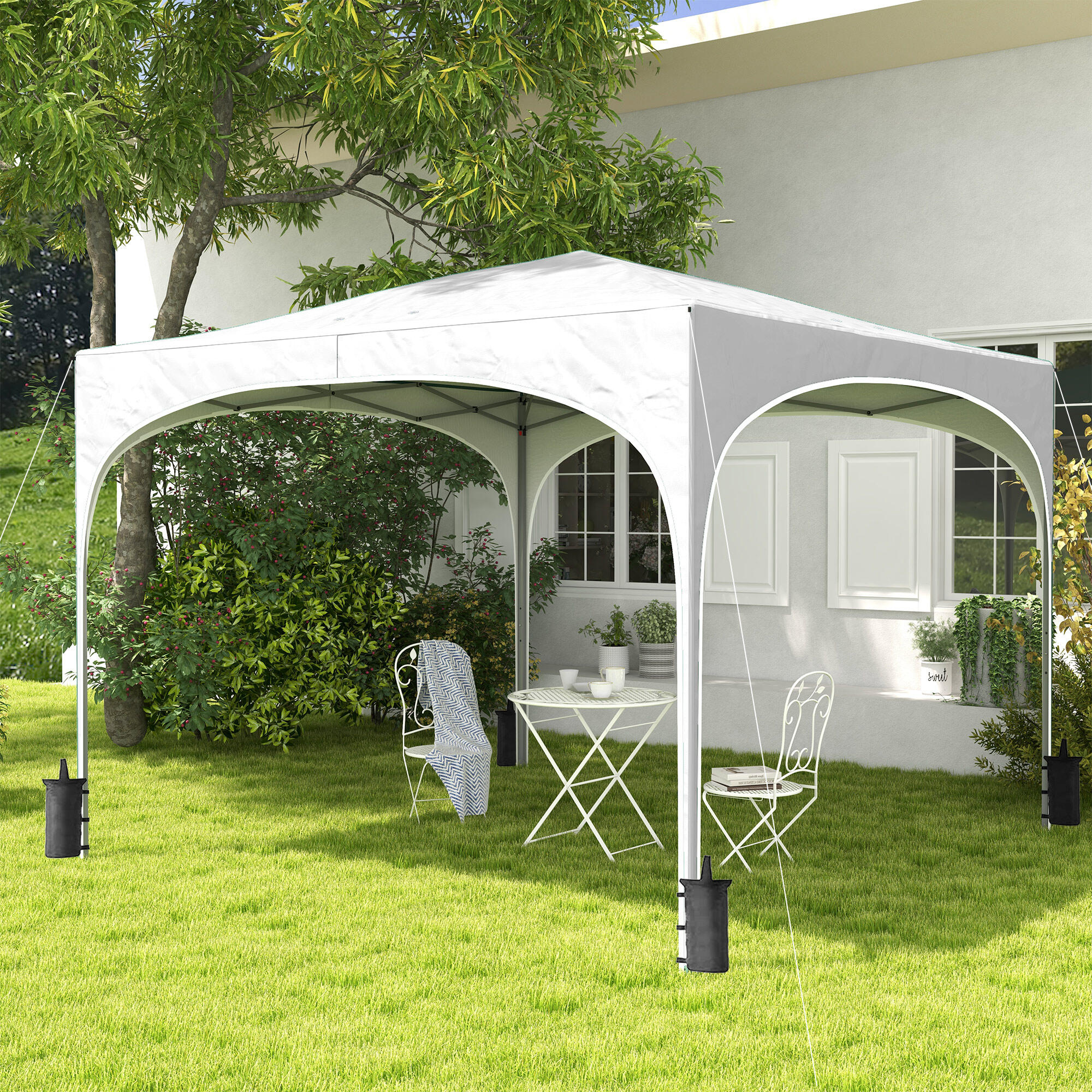 Tenda Dobrável Outsunny 3x3 m Branco 2/7
